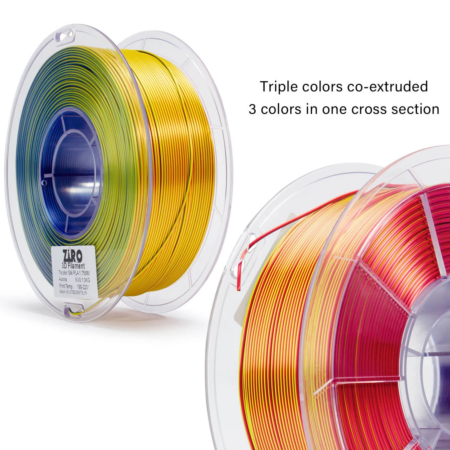 Ziro3D Tri-Color Silk PLA Filament