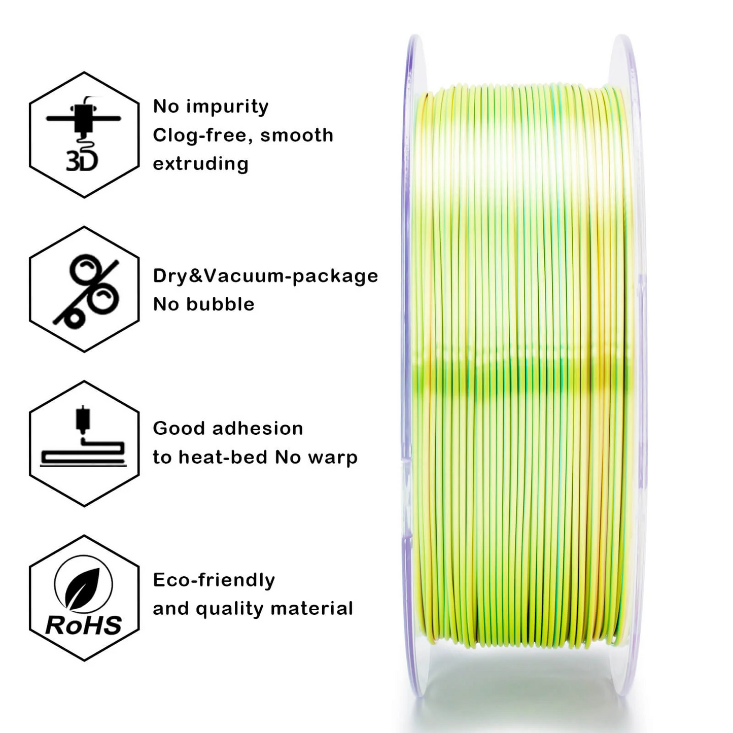 Ziro3D Tri-Color Silk PLA Filament
