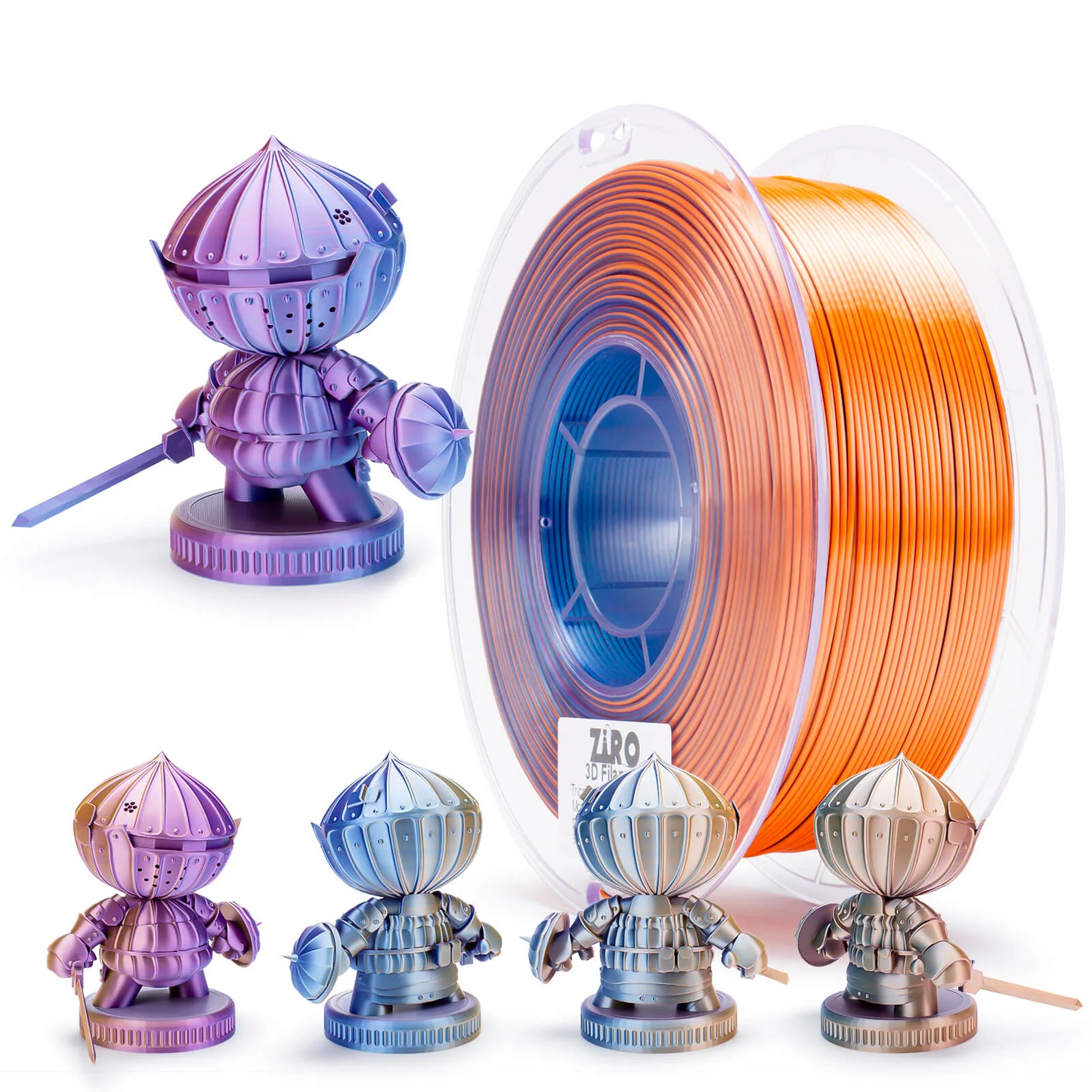 Ziro3D Tri-Color Silk PLA Filament